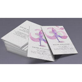 Tarjeta De Visita Elegante pose de yoga de meditación con símbolo Om