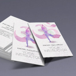 Tarjeta De Visita Elegante pose de yoga de meditación con símbolo Om