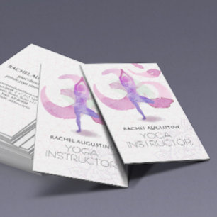 Tarjeta De Visita Elegante pose de yoga de meditación con símbolo Om