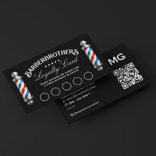 Tarjeta De Visita Elegante poste de barbero negro lealtad a la recom