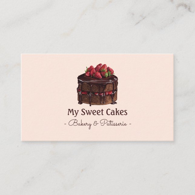 Tarjeta De Visita Elegante postre de pastel de chocolate acuático (Anverso)
