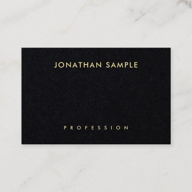 Tarjeta De Visita Elegante Premium Black Gold Look Textos Diseño mod (Anverso)