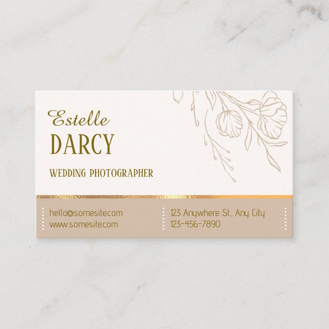 Tarjeta De Visita Elegante Profesional Beige (Anverso)