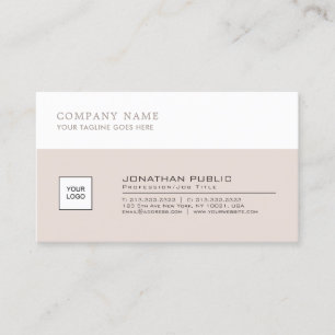 Tarjeta De Visita Elegante profesional Beige White Company Plain
