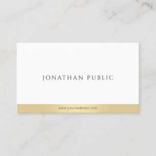 Tarjeta De Visita Elegante profesional blanco dorado moderno simple
