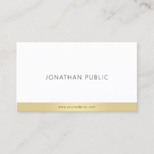 Tarjeta De Visita Elegante profesional blanco dorado moderno simple