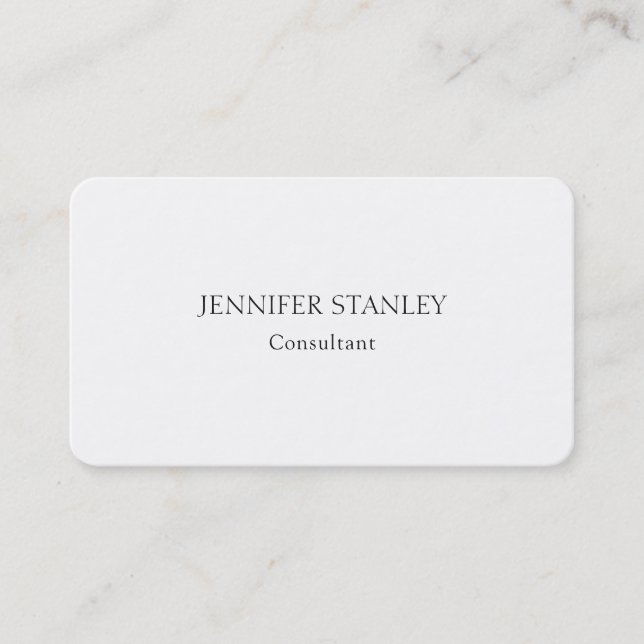 Tarjeta De Visita Elegante profesional blanco Minimalista (Anverso)