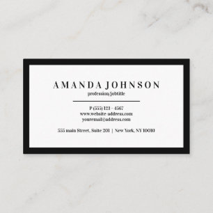 Tarjeta De Visita Elegante profesional blanco negro mínimo