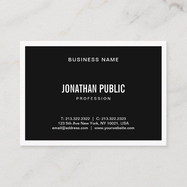 Tarjeta De Visita Elegante profesional blanco negro moderno simple (Anverso)