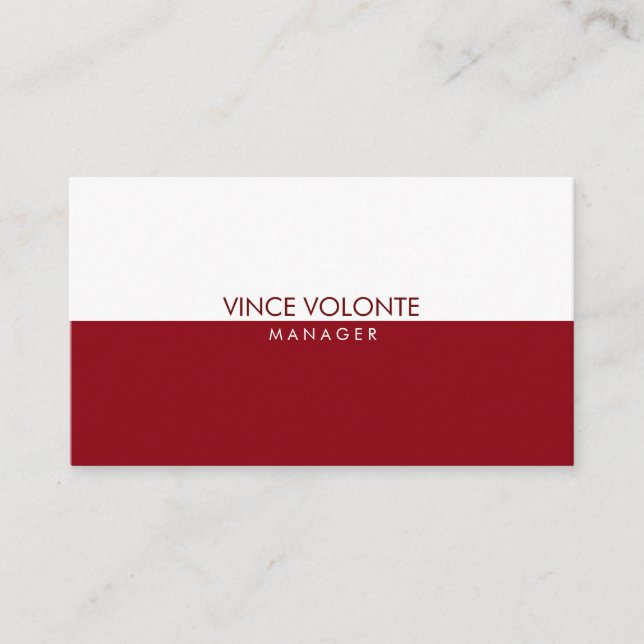 Tarjeta De Visita Elegante Profesional Blanco Rojo (Anverso)