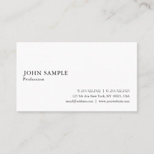 Tarjeta De Visita Elegante Profesional Blanco Simple Llanura Moderna