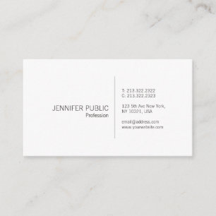 Tarjeta De Visita Elegante profesional blanco simple llanura moderna