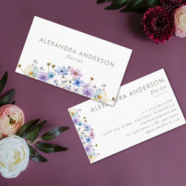 Tarjeta De Visita Elegante Profesional Botánico de Flores Silvestres