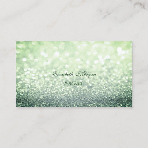 Tarjeta De Visita Elegante Profesional Brillo Verde Bokeh