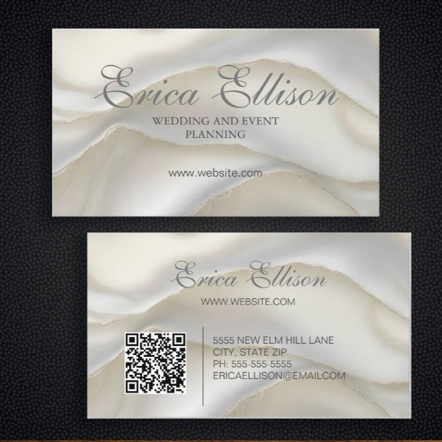 Tarjeta De Visita Elegante Profesional Business QR Code Pearl (Elegant Mother of Pearl business cards personalized with a QR code for your website)