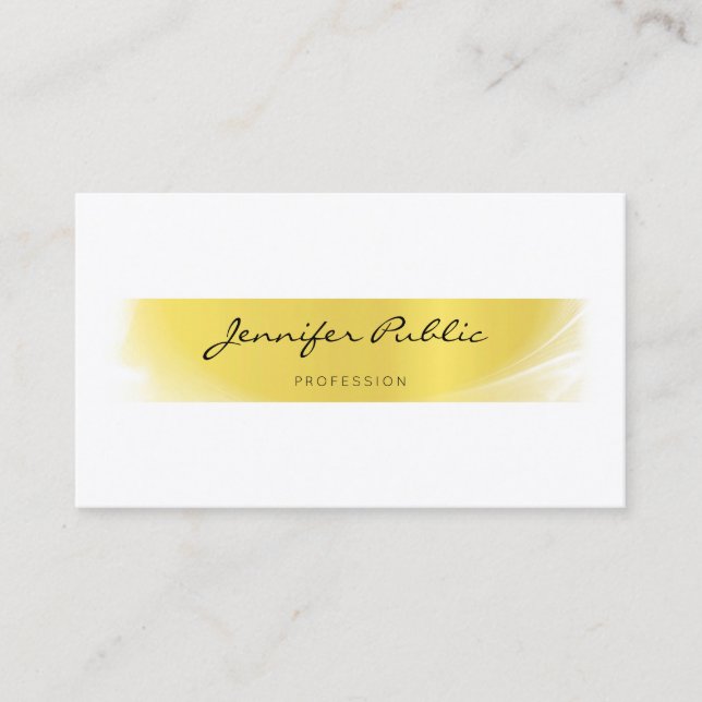 Tarjeta De Visita Elegante profesional caligrafiado Trendy Gold Luxe (Anverso)