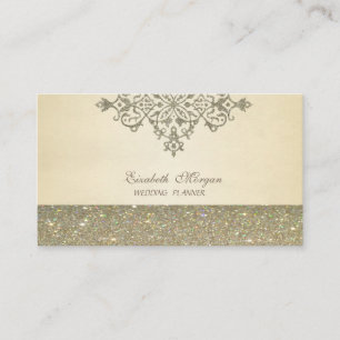 Tarjeta De Visita Elegante Profesional Chic Lujo, Encaje Brillante
