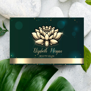Tarjeta De Visita Elegante Profesional Chic Verde Loto