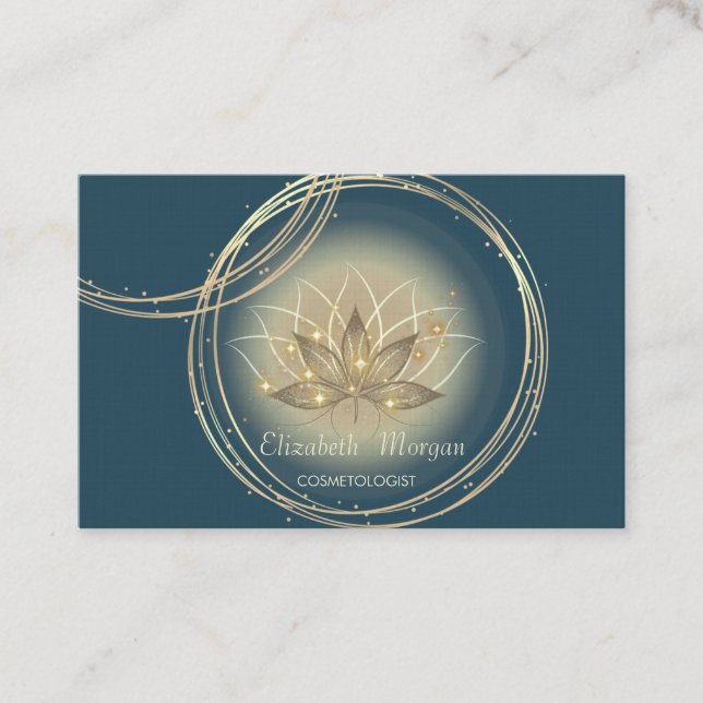 Tarjeta De Visita Elegante profesional,Círculos de oro Lotus (Anverso)