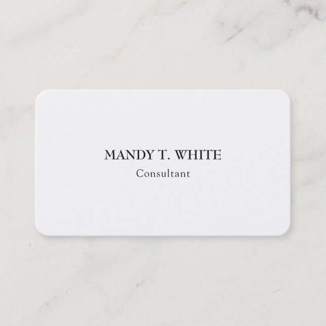 Tarjeta De Visita Elegante profesional clásico Minimalista blanco (Anverso)