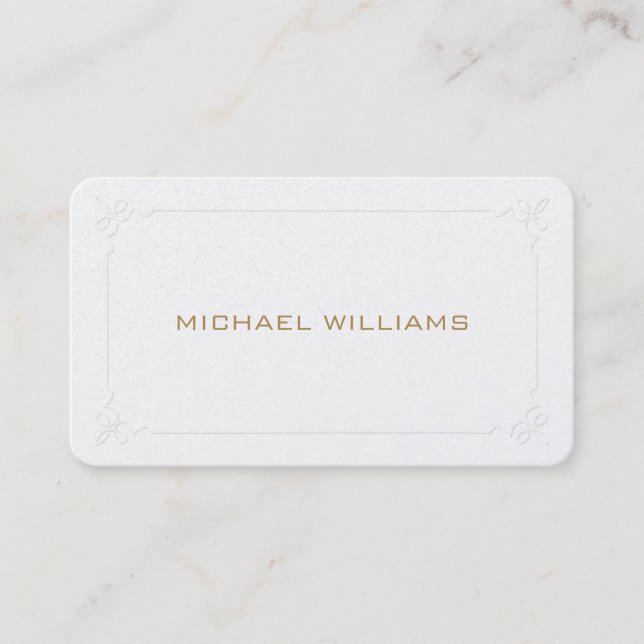 Tarjeta De Visita Elegante profesional clásico simple brillos perla (Anverso)