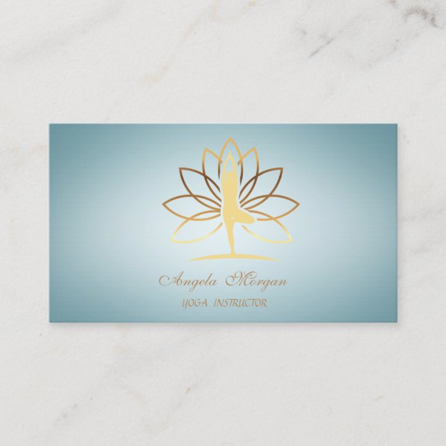 Tarjeta De Visita Elegante Profesional con flores de Lotus (Anverso)