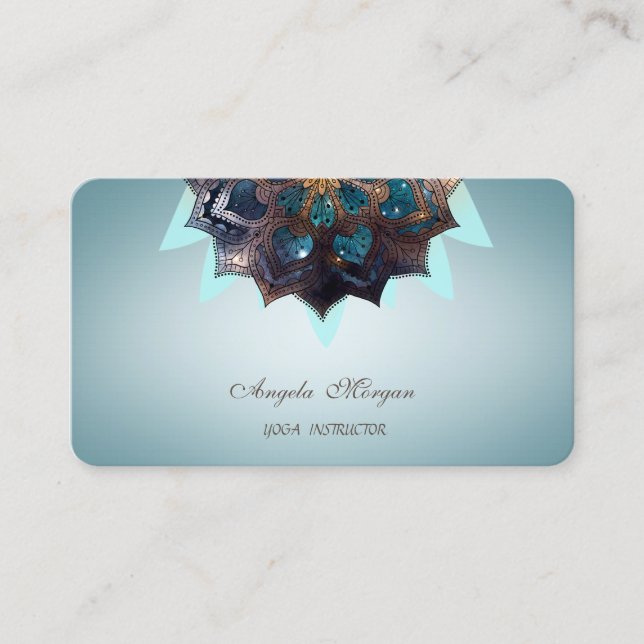 Tarjeta De Visita Elegante Profesional con flores de Lotus Mandala (Anverso)