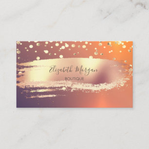 Tarjeta De Visita Elegante Profesional, Confeti Dorado, Pincelada