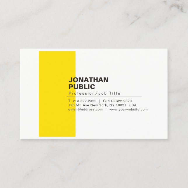 Tarjeta De Visita Elegante profesional creativo Llanto amarillo blan (Anverso)