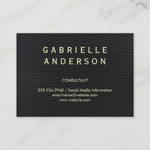 Tarjeta De Visita Elegante profesional cuero negro con texto negrita
