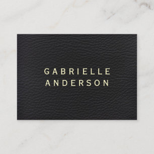 Tarjeta De Visita Elegante profesional cuero negro con texto negrita