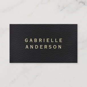Tarjeta De Visita Elegante profesional cuero negro con texto negrita