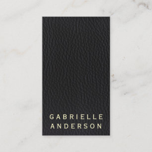 Tarjeta De Visita Elegante profesional cuero negro con texto negrita