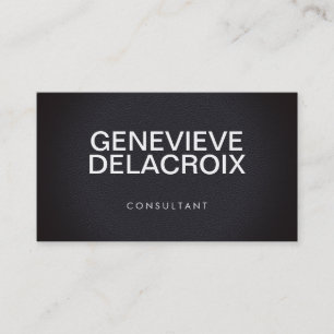 Tarjeta De Visita Elegante profesional cuero negro con texto negrita