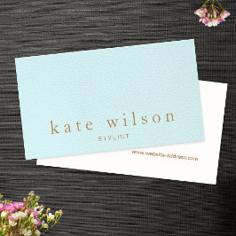 Tarjeta De Visita Elegante profesional de cuero azul turquesa