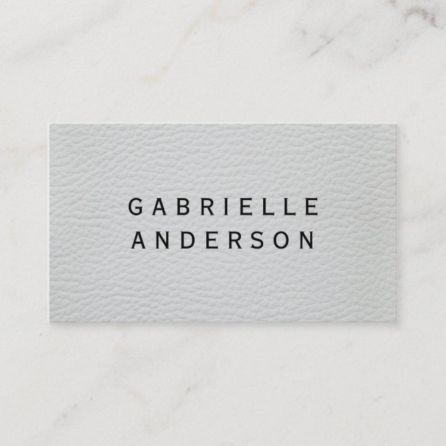 Tarjeta De Visita Elegante profesional de cuero blanco y negro (Anverso)