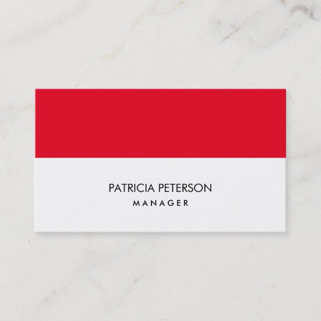 Tarjeta De Visita Elegante profesional de franjas blancas rojas (Anverso)
