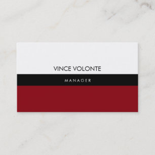 Tarjeta De Visita Elegante Profesional de la Llanura Blanca Roja