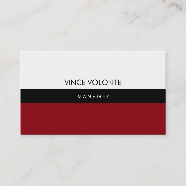 Tarjeta De Visita Elegante Profesional de la Llanura Blanca Roja (Anverso)