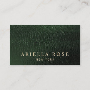Tarjeta De Visita Elegante Profesional de la Piel Verde Oscuro