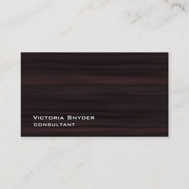 Tarjeta De Visita Elegante Profesional de la textura de madera marró (Anverso)