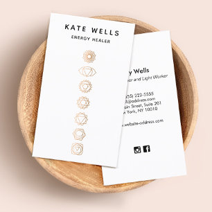Tarjeta De Visita Elegante profesional de los Chakras de oro Reiki