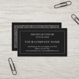 Tarjeta De Visita Elegante profesional de lujo negro plateado Mandal