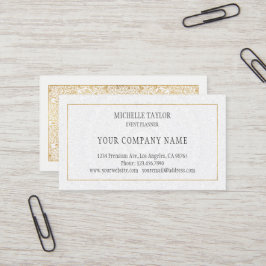 Tarjeta De Visita Elegante Profesional de lujo White Gold Mandala