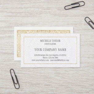 Tarjeta De Visita Elegante Profesional de lujo White Gold Mandala