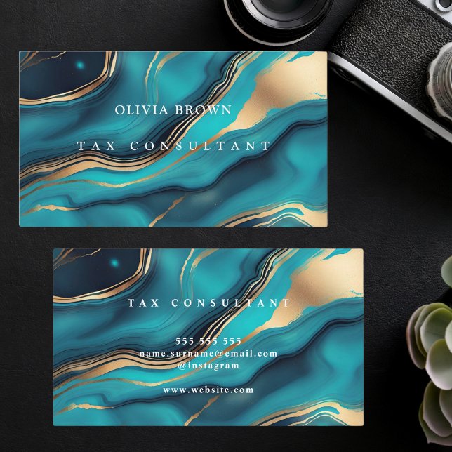 Tarjeta De Visita Elegante profesional de mármol azul (Subido por el creador)