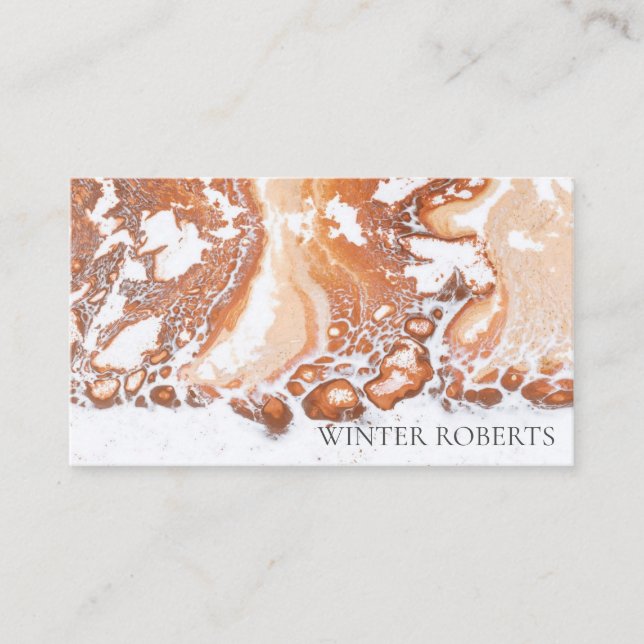 Tarjeta De Visita Elegante profesional de mármol blanco de coral (Anverso)