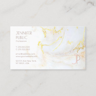 Tarjeta De Visita Elegante Profesional de Mármol Oro Moderno