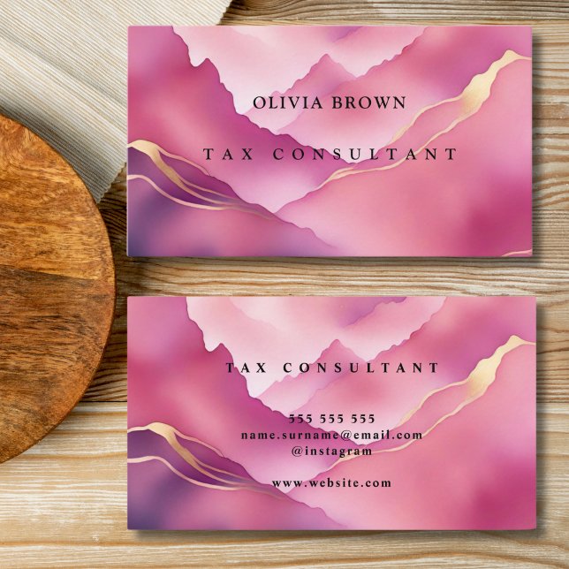 Tarjeta De Visita Elegante Profesional de mármol rosa (Subido por el creador)