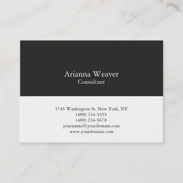 Tarjeta De Visita Elegante profesional de moda Blanco Gris (Anverso)